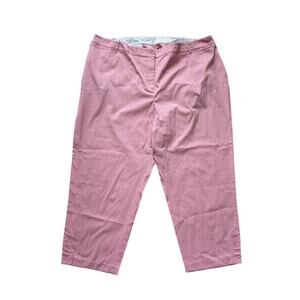 Talbots Perfect Crop Curvy Pants Womens 24W Pink Cotton Mature Elastic Waist